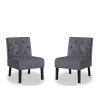 Revvy Armless Chair with Tapered Legs, Set of 2, Gray Tufted Velvet
