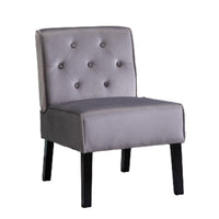 Revvy Armless Chair with Tapered Legs, Set of 2, Gray Tufted Velvet