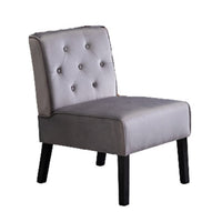 Revvy Armless Chair with Tapered Legs, Set of 2, Gray Tufted Velvet
