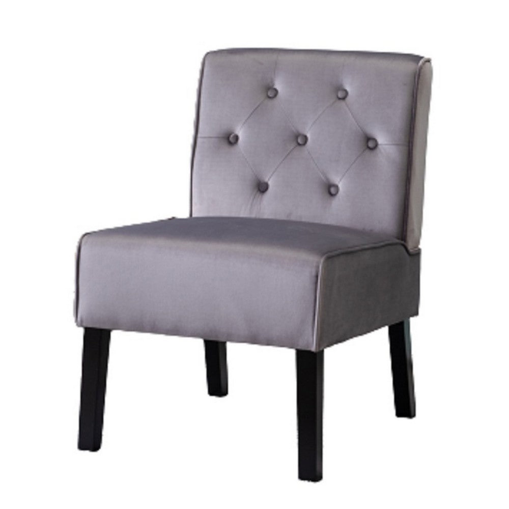 Revvy Armless Chair with Tapered Legs, Set of 2, Gray Tufted Velvet