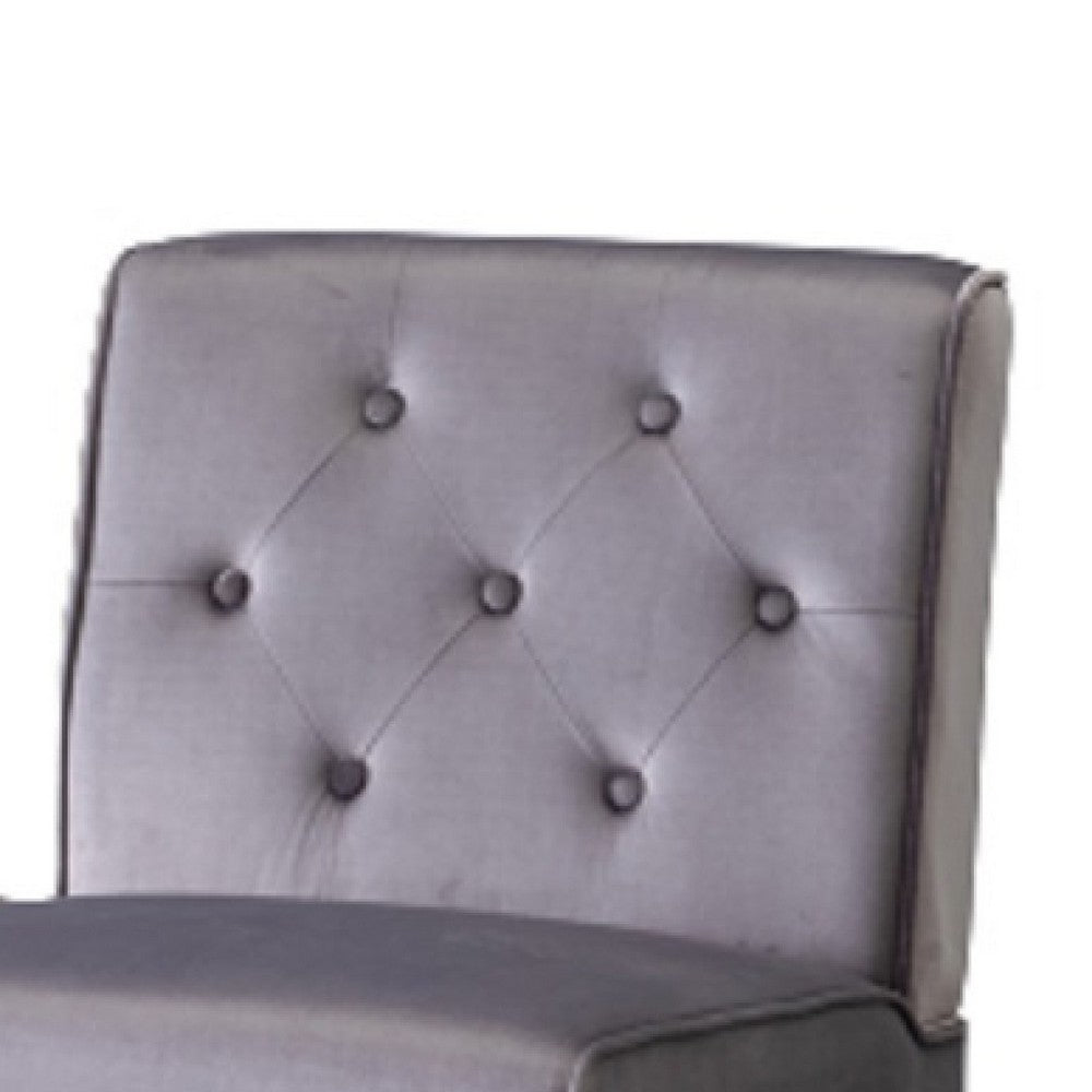 Revvy Armless Chair with Tapered Legs, Set of 2, Gray Tufted Velvet