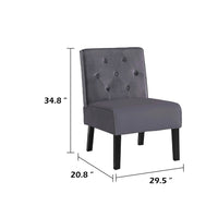 Revvy Armless Chair with Tapered Legs, Set of 2, Gray Tufted Velvet