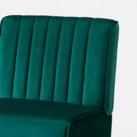 Revvy Accent Chair Set of 2, Black Wood, Green Channel-Tufted Velvet