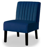 Revvy Accent Chair Set of 2, Black Wood, Blue Channel-Tufted Velvet