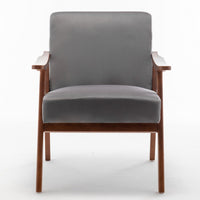 Ryno Mid-Century Accent Chair with Natural Wood Frame, Gray Velvet