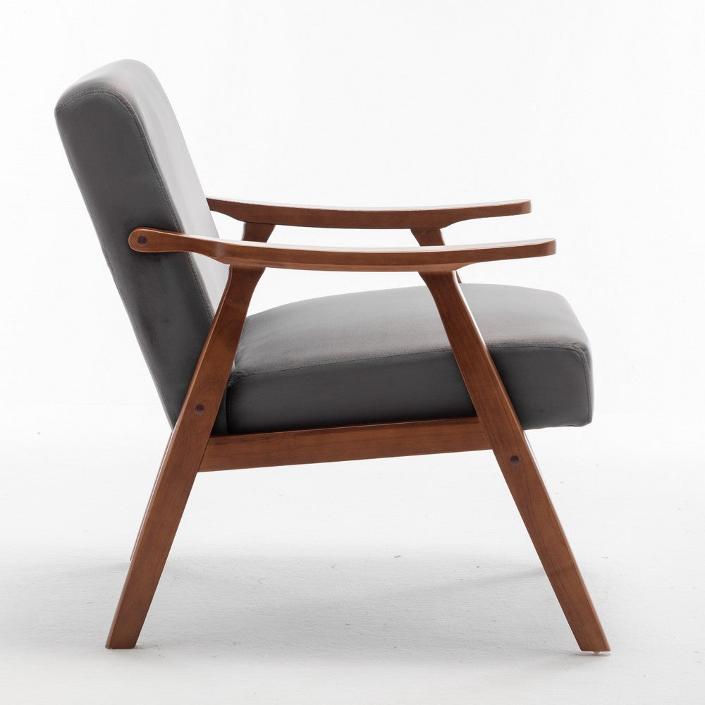 Ryno Mid-Century Accent Chair with Natural Wood Frame, Gray Velvet