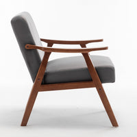 Ryno Mid-Century Accent Chair with Natural Wood Frame, Gray Velvet