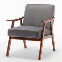 Ryno Mid-Century Accent Chair with Natural Wood Frame, Gray Velvet