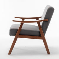 Ryno Mid-Century Accent Chair with Natural Wood Frame, Gray Velvet