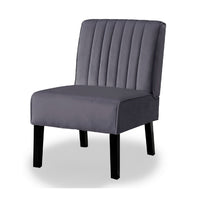 Revvy Accent Chair Set of 2, Black Wood, Gray Channel-Tufted Velvet
