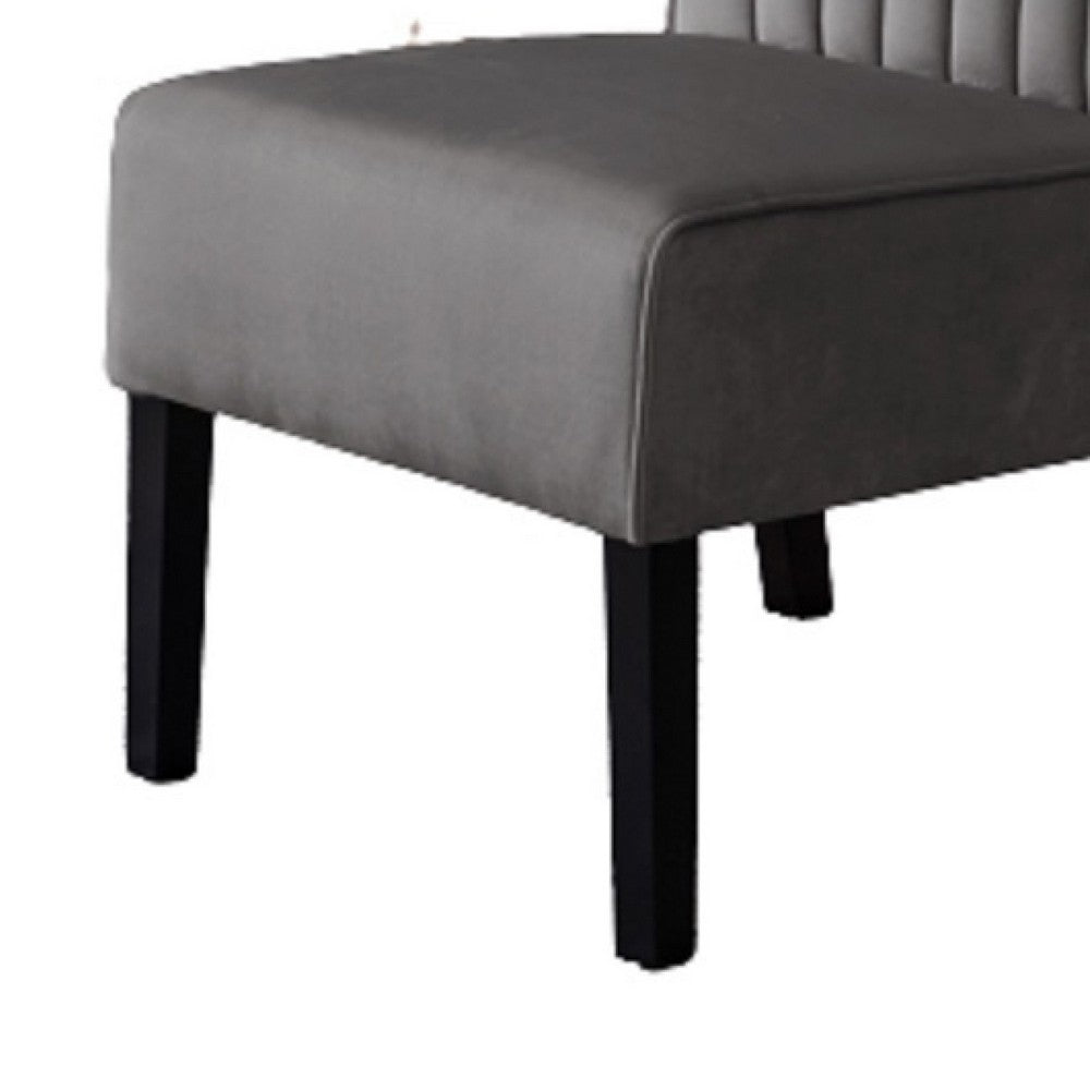 Revvy Accent Chair Set of 2, Black Wood, Gray Channel-Tufted Velvet