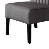 Revvy Accent Chair Set of 2, Black Wood, Gray Channel-Tufted Velvet