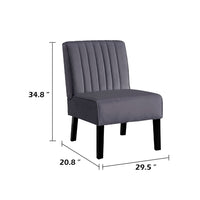 Revvy Accent Chair Set of 2, Black Wood, Gray Channel-Tufted Velvet