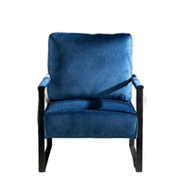 Kriya Accent Lounge Arm Chair with Black Metal Frame, Blue Velvet