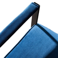 Kriya Accent Lounge Arm Chair with Black Metal Frame, Blue Velvet