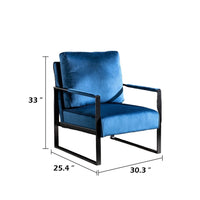 Kriya Accent Lounge Arm Chair with Black Metal Frame, Blue Velvet
