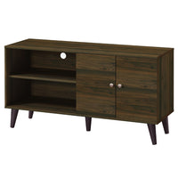 Donna TV Stand Media Console, Shelves and 2 Door Cabinet, Walnut Wood 47 Inch