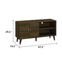 Donna TV Stand Media Console, Shelves and 2 Door Cabinet, Walnut Wood 47 Inch