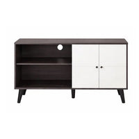 Donna TV Stand Media Console with 2 Door Cabinet, Dark Gray-White Wood 47 Inch