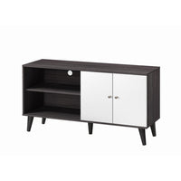 Donna TV Stand Media Console with 2 Door Cabinet, Dark Gray-White Wood 47 Inch