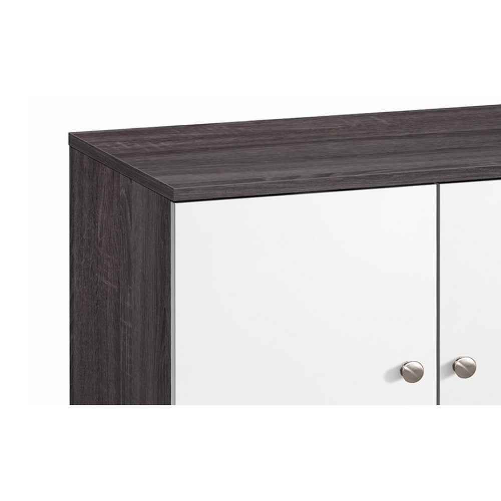 Donna TV Stand Media Console with 2 Door Cabinet, Dark Gray-White Wood 47 Inch