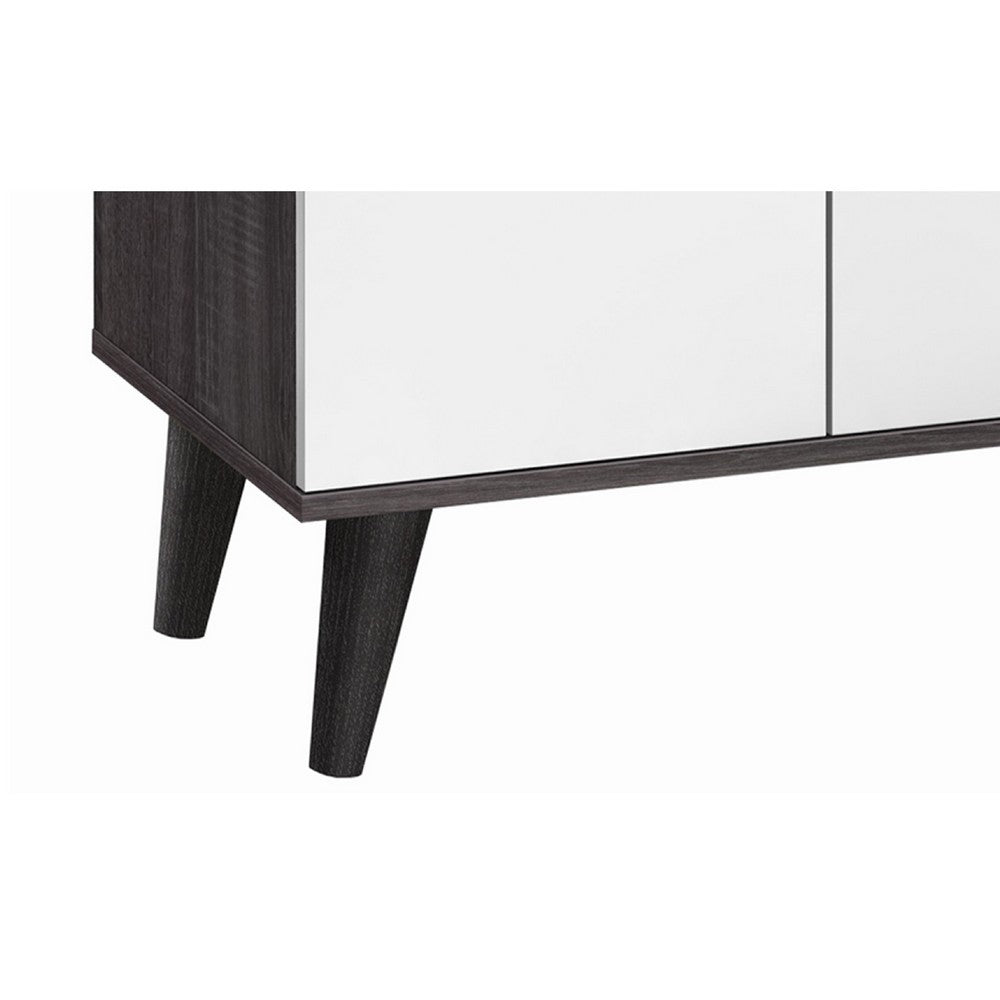 Donna TV Stand Media Console with 2 Door Cabinet, Dark Gray-White Wood 47 Inch
