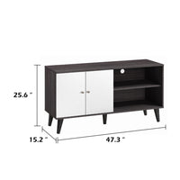 Donna TV Stand Media Console with 2 Door Cabinet, Dark Gray-White Wood 47 Inch