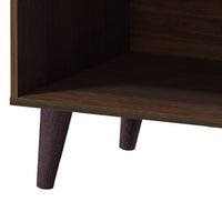 Donna TV Stand Media Console with 2 Door Cabinet, Walnut-White Wood 63 Inch