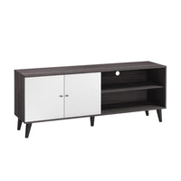 Donna TV Stand Media Console with 2 Door Cabinet, Dark Gray-White Wood 63 Inch