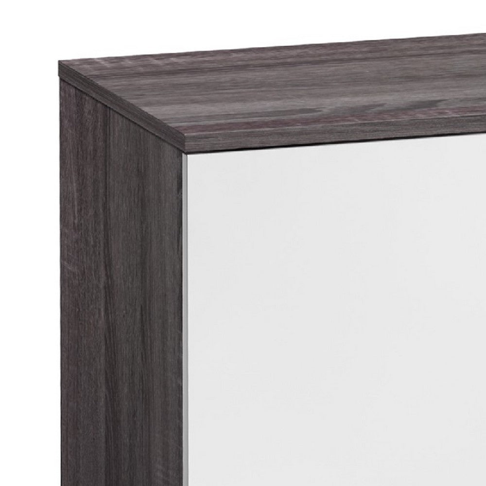 Donna TV Stand Media Console with 2 Door Cabinet, Dark Gray-White Wood 63 Inch