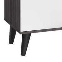 Donna TV Stand Media Console with 2 Door Cabinet, Dark Gray-White Wood 63 Inch