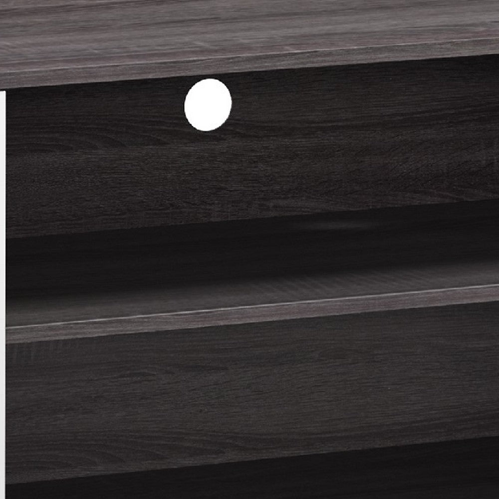 Donna TV Stand Media Console with 2 Door Cabinet, Dark Gray-White Wood 63 Inch