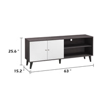Donna TV Stand Media Console with 2 Door Cabinet, Dark Gray-White Wood 63 Inch