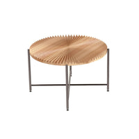 Covey 2Pc Coffee and End Table Set with Radial Pattern, Natural Wood