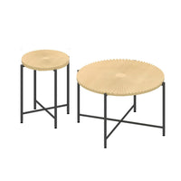 Covey 2Pc Coffee and End Table Set, Radial Pattern, Light Oak Top