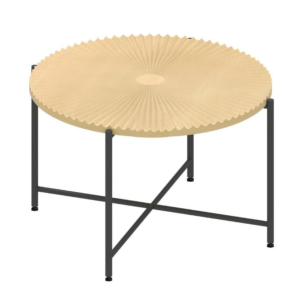 Covey 2Pc Coffee and End Table Set, Radial Pattern, Light Oak Top