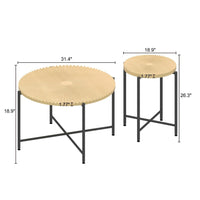 Covey 2Pc Coffee and End Table Set, Radial Pattern, Light Oak Top