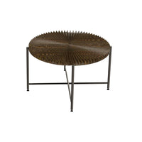 Covey 2Pc Coffee and End Table Set with Radial Pattern, Walnut Wood