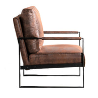 Kriya Accent Lounge Arm Chair with Black Metal Frame, Brown Microfiber