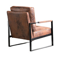 Kriya Accent Lounge Arm Chair with Black Metal Frame, Brown Microfiber