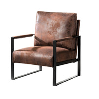 Kriya Accent Lounge Arm Chair with Black Metal Frame, Brown Microfiber