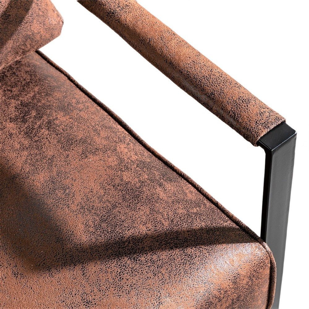 Kriya Accent Lounge Arm Chair with Black Metal Frame, Brown Microfiber