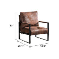 Kriya Accent Lounge Arm Chair with Black Metal Frame, Brown Microfiber