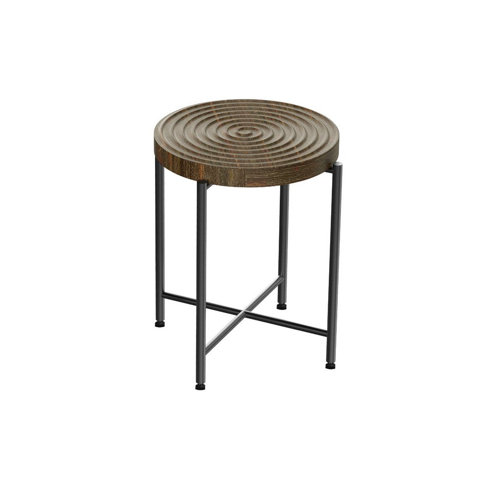 Sierra 2Pc Coffee and End Table Set, Carved Ring Pattern Walnut Top