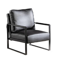 Kriya Accent Lounge Arm Chair with Black Metal Frame, Black Vegan Leather