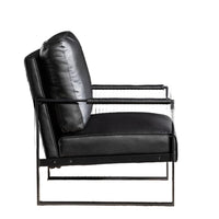 Kriya Accent Lounge Arm Chair with Black Metal Frame, Black Vegan Leather