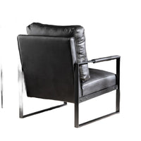 Kriya Accent Lounge Arm Chair with Black Metal Frame, Black Vegan Leather