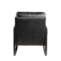 Kriya Accent Lounge Arm Chair with Black Metal Frame, Black Vegan Leather