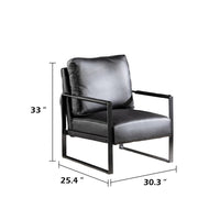 Kriya Accent Lounge Arm Chair with Black Metal Frame, Black Vegan Leather