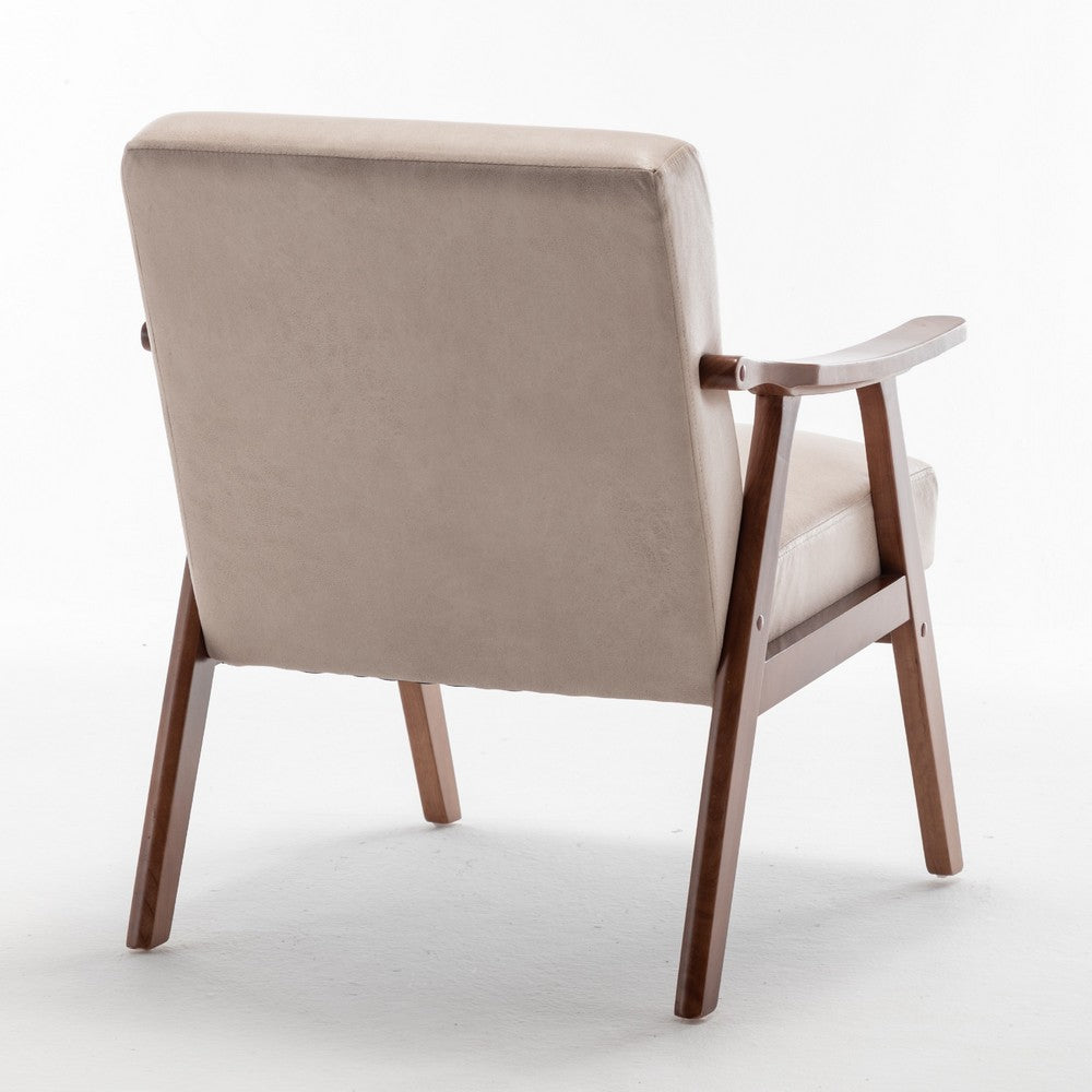Ryno Mid-Century Accent Chair, Natural Wood Frame, Camel Microfiber